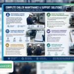 Infographic illustrating complete maintenance, repair, and support services to optimize performance and efficiency in industrial chilled water systems 