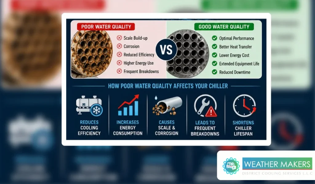 Chiller Maintenance Dubai – Impact of Poor Water Quality on Chiller Performance
