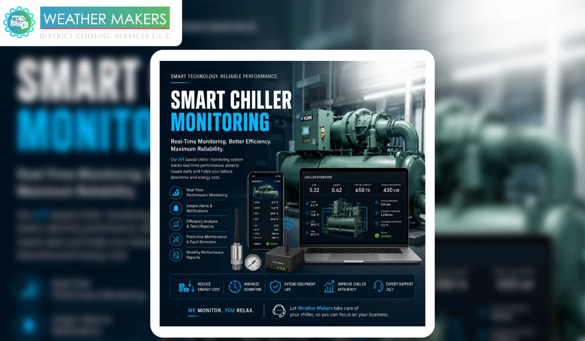 How a Chiller Monitoring System Uses Smart Sensors for Real-Time Performance Insights Smart Chiller Monitoring System with IoT enabled real time performance monitoring, predictive maintenance, energy efficiency analysis, and remote dashboard for industrial chillers