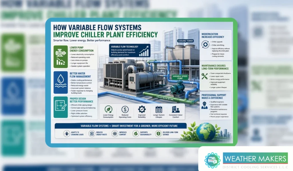 How Variable Flow Systems Improve Chiller Plant Efficiency How variable flow systems increase Chiller Plant Efficiency through reduced energy consumption, better water flow management, and reliable cooling performance
